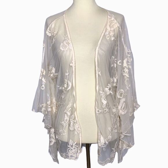 LUNA CHIX Boho lace kimono cardigan size S/M - Picture 3 of 11